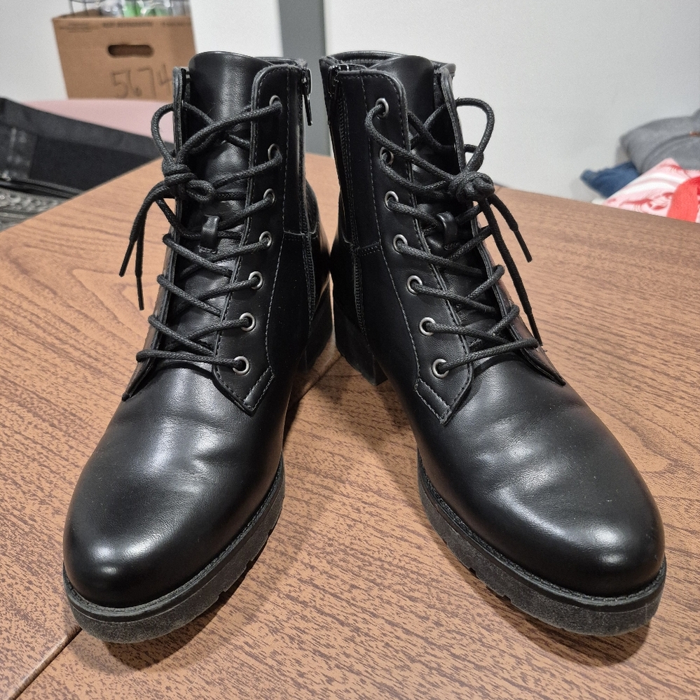 Black Lace-Up Ankle Boots